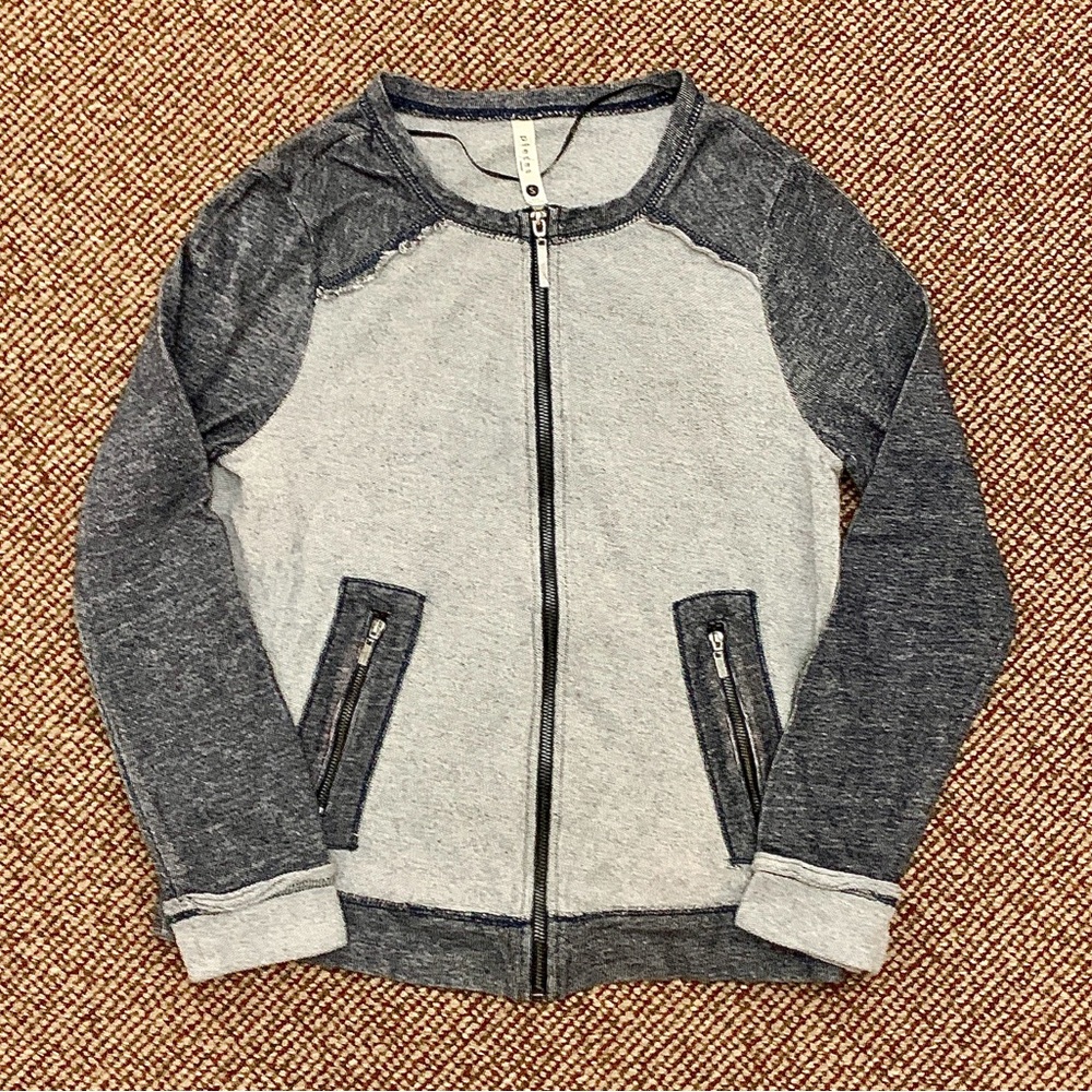 Women's Small Kensie Pieces Cotton/Viscose Blend Pocketed Full Zip Sweatshirt